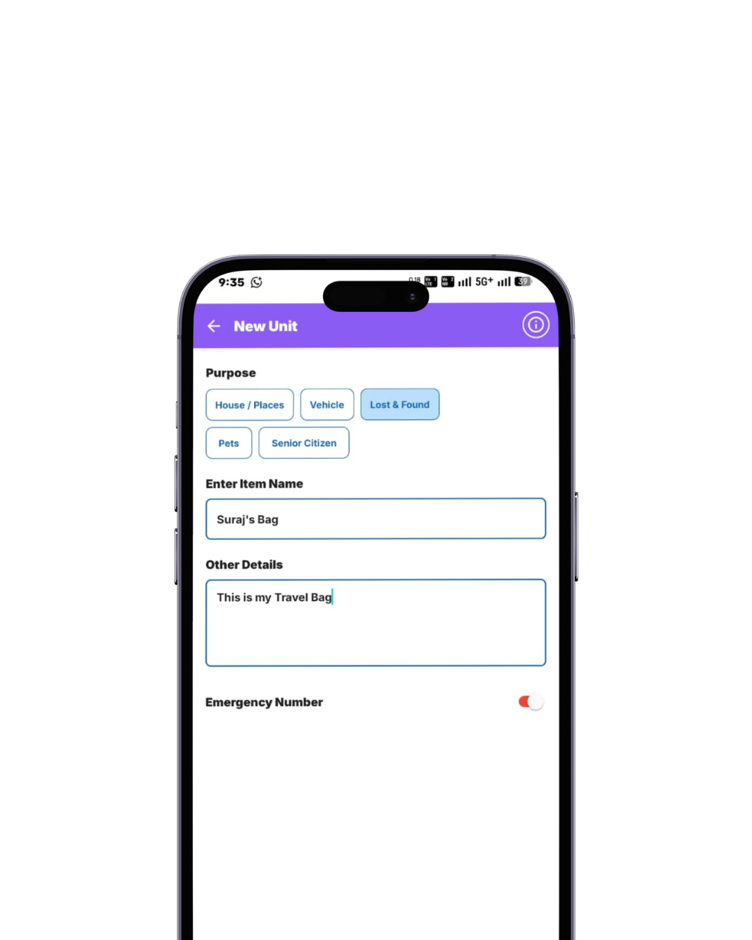 Safety QR code app adding new unit for secure identification, emergency contact access, and safety management